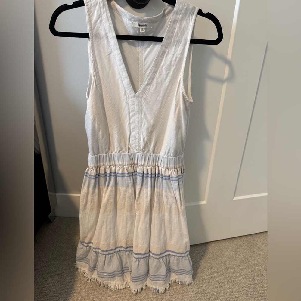 Splendid White and Blue Mini Dress